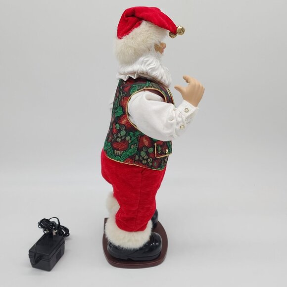 Rockin' Animated Santa Claus Doll With Festive Vest & Red Velvet Outfit 1999 - Picture 7 of 9